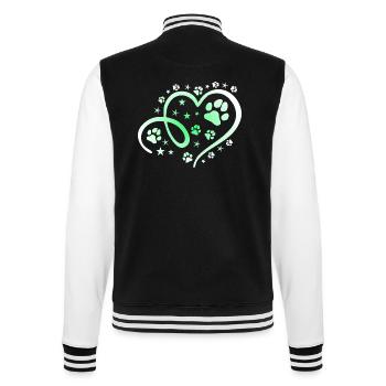 Herz mit Pfötchen und Sternen - College-Sweatjacke - Schwarz/Weiß - Hinten - Marisol (170cm)