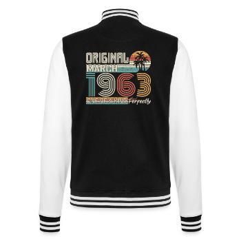 März 1963 Geburtstag März 1963 Geschenk - College-Sweatjacke - Schwarz/Weiß - Hinten - Marisol (170cm)