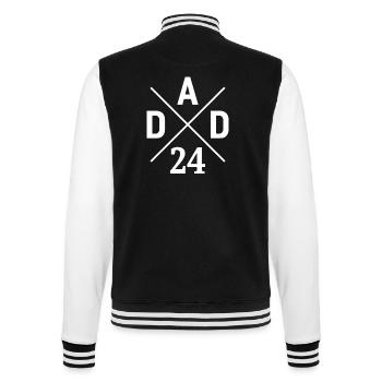 Papa 24 Papa ist 2024 frischgebackener Vater - College-Sweatjacke - Schwarz/Weiß - Hinten - Marisol (170cm)