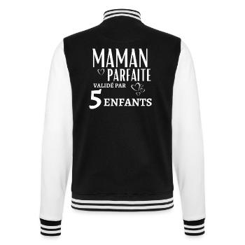 Maman parfaite valide par 5 enfants - Veste Teddy - noir/blanc - Dos - Marisol (170cm)