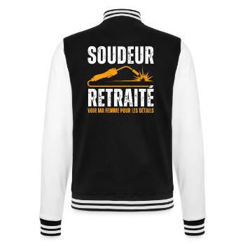 Soudeur retraité humour soudure cadeau retraite - Veste Teddy - noir/blanc - Dos - Marisol (170cm)
