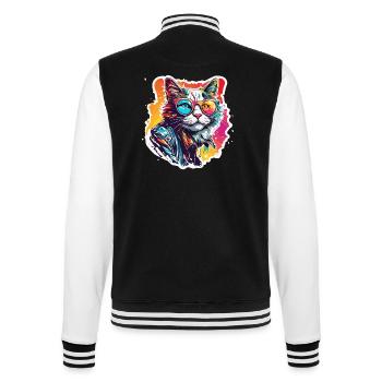 Cool Cat / Funny / Animal / Pet / Crazy - College Sweat Jacket - black/white - Back - Marisol (170cm)