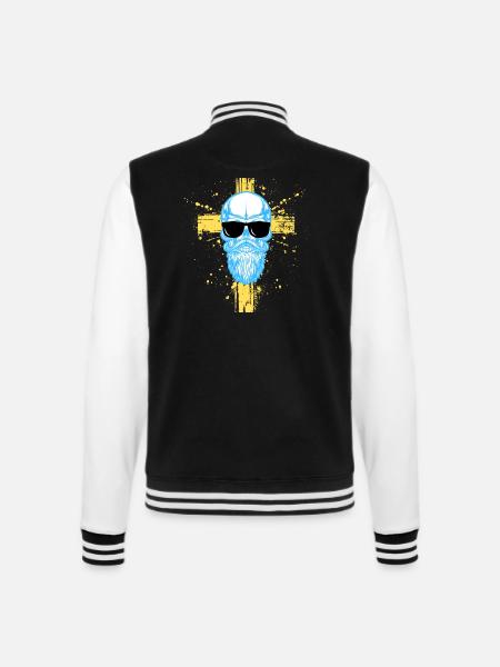skull mit brille - College-Sweatjacke - Schwarz/Weiß