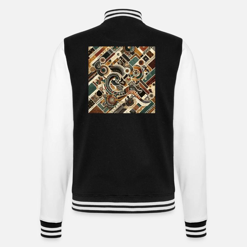Muster im Afro-Stil - College-Sweatjacke - Schwarz/Weiß