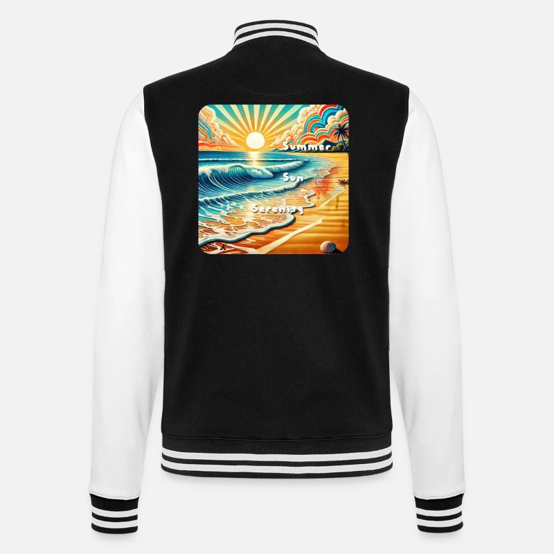 Plage au coucher du soleil - Veste Teddy - noir/blanc