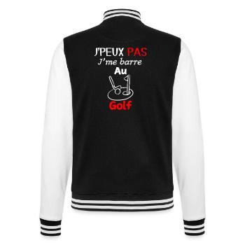 Passion Golf – Ich bin für Golf unterwegs - College-Sweatjacke - Schwarz/Weiß - Hinten - Marisol (170cm)