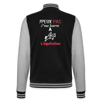 Horse Riding Fan – I'm Riding - College Sweat Jacket - black/heather grey - Back - Marisol (170cm)