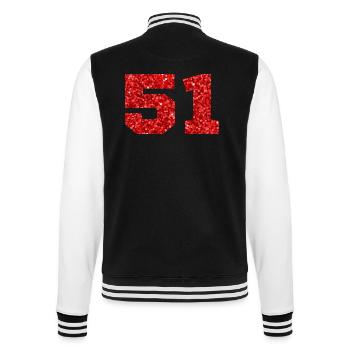 Number 51 Red Glitter - 51st Anniversary - College Sweat Jacket - black/white - Back - Marisol (170cm)