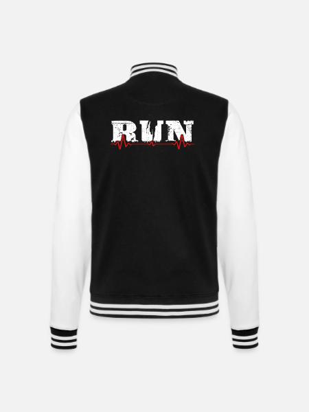 Marathon Läufer läuft Laufschuhe crosslauf RUN - College-Sweatjacke - Schwarz/Weiß