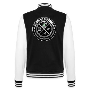 Schonend behandeln Unikat 75 | Farben änderbar - College-Sweatjacke - Schwarz/Weiß - Hinten - Marisol (170cm)