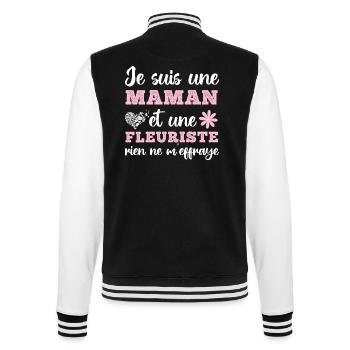 Je suis une maman fleuriste cadeau fête des mères - Veste Teddy - noir/blanc - Dos - Marisol (170cm)
