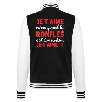 Je t' aime même quand tu ronfles Saint-Valentin - Veste Teddy - noir/blanc - Dos - Marisol (170cm)