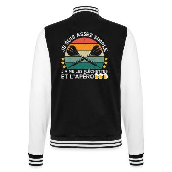 J' aime les fléchettes et l' apéro cadeau vintage - Veste Teddy - noir/blanc - Dos - Marisol (170cm)