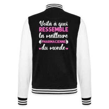 Meilleure pharmacienne du monde humour cadeau - Veste Teddy - noir/blanc - Dos - Marisol (170cm)