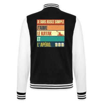 J' aime le kayak et l' apéro humour kayakiste - Veste Teddy - noir/blanc - Dos - Marisol (170cm)