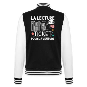 La lecture est un ticket pour l' aventure livre - Veste Teddy - noir/blanc - Dos - Marisol (170cm)