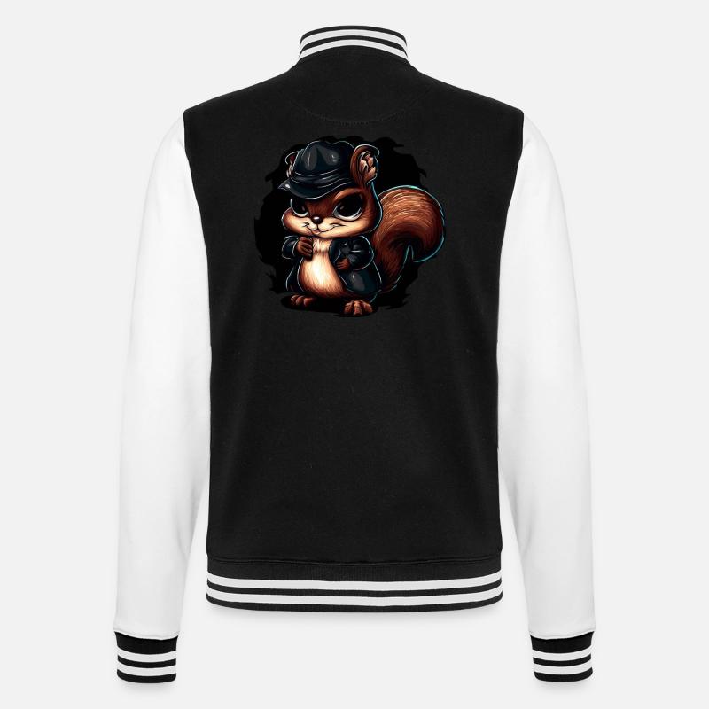 Cooles Gangster-Eichhörnchen-Design - College-Sweatjacke - Schwarz/Weiß
