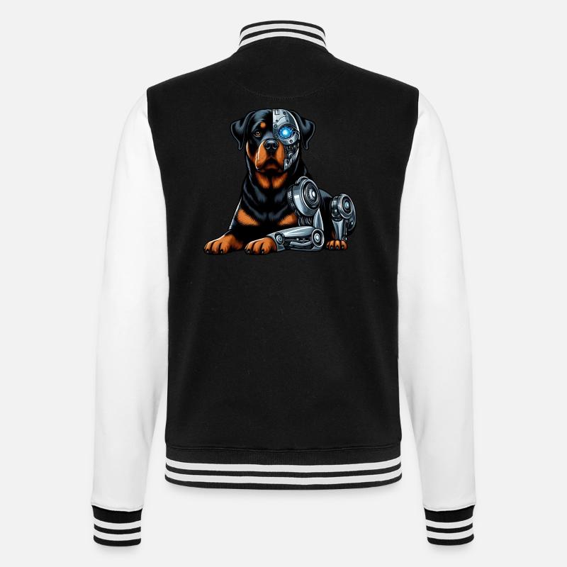 Rottweiler Cyborg Robot Space - College Sweat Jacket - black/white