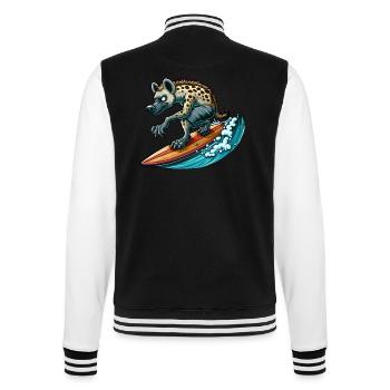 Surfende Hyäne auf dem Surfbrett - College-Sweatjacke - Schwarz/Weiß - Hinten - Marisol (170cm)