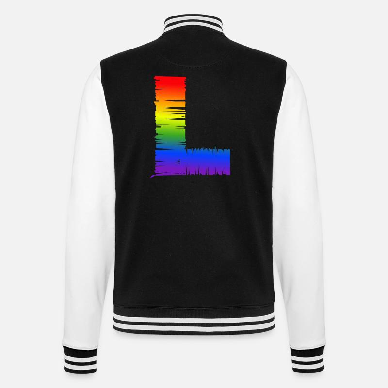 Regenbogen-L - College-Sweatjacke - Schwarz/Weiß