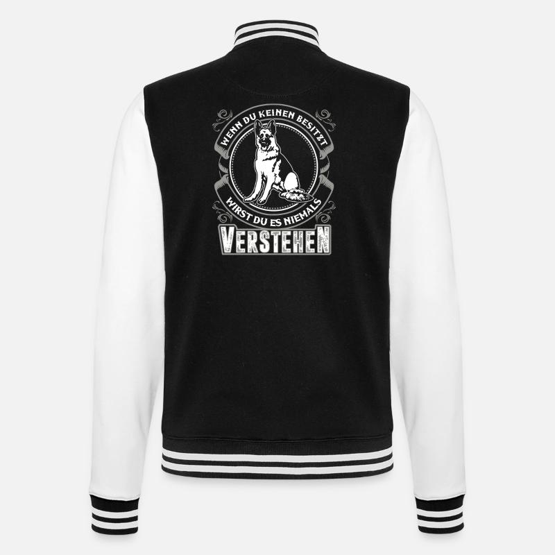 Deutscher Schäferhund - College-Sweatjacke - Schwarz/Weiß