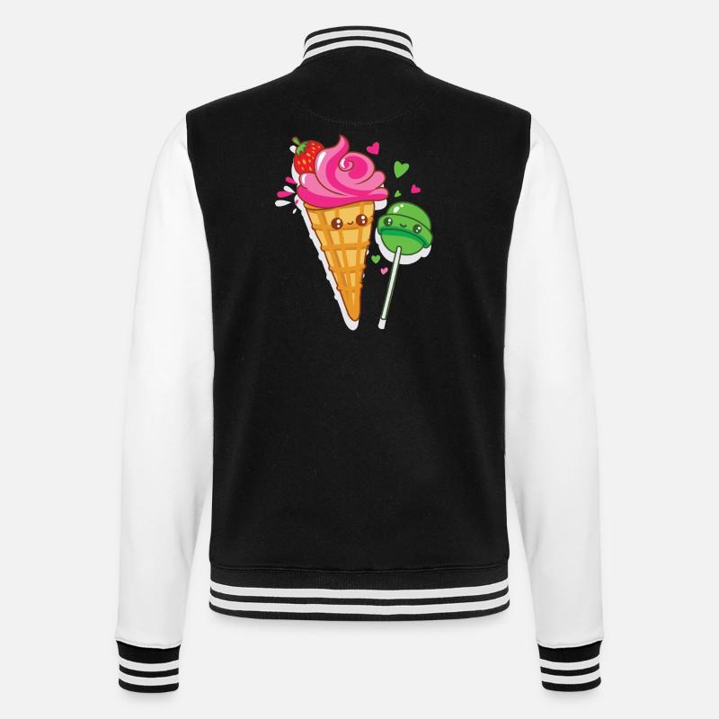 Fröhliches Eis und Lutscher sind verliebt - College-Sweatjacke - Schwarz/Weiß