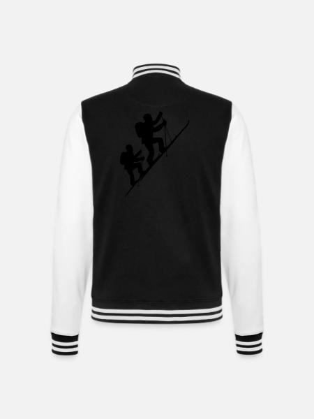 Zwei Skitourengeher am steilen Berghang - College-Sweatjacke - Schwarz/Weiß