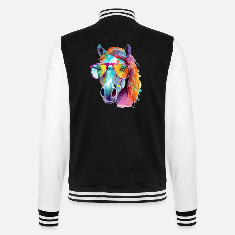 Mana the bespectacled mare - College Sweat Jacket - black/white