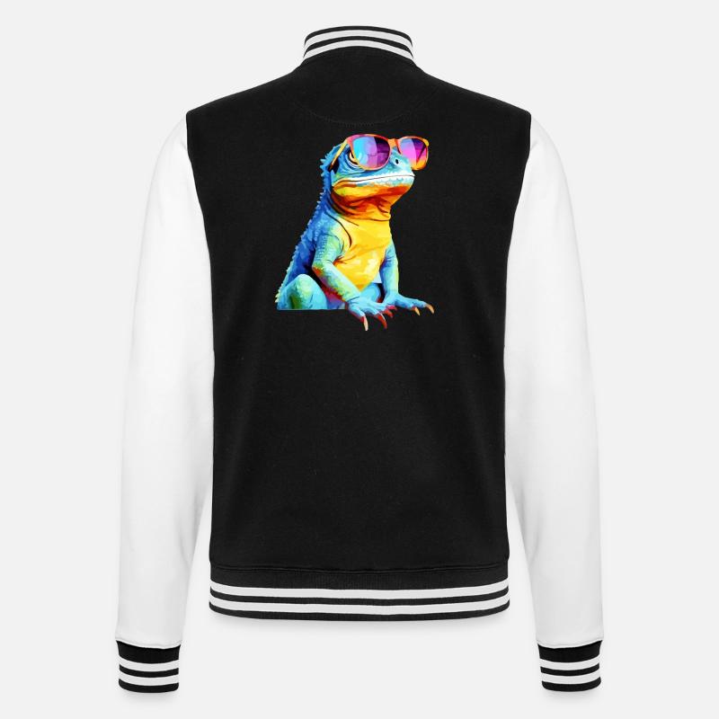 Hacko le lézard à lunettes - Veste Teddy - noir/blanc
