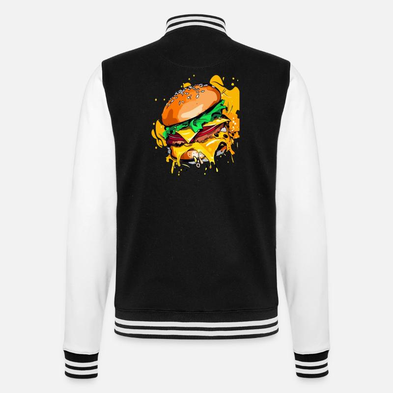 Extra Käse Burger Cheeseburge - College-Sweatjacke - Schwarz/Weiß