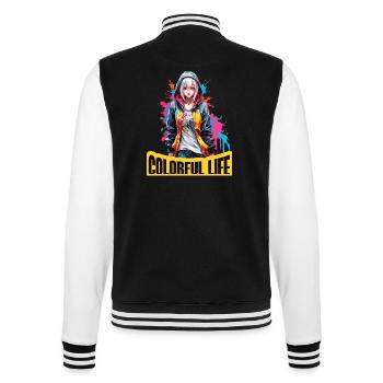 Fille d’anime avec des taches de couleur - Veste Teddy - noir/blanc - Dos - Marisol (170cm)