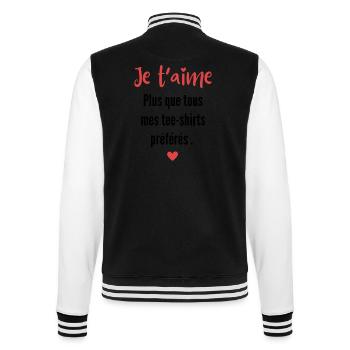 Ja t’aime plus que mes tee shirt préférés - Veste Teddy - noir/blanc - Dos - Marisol (170cm)