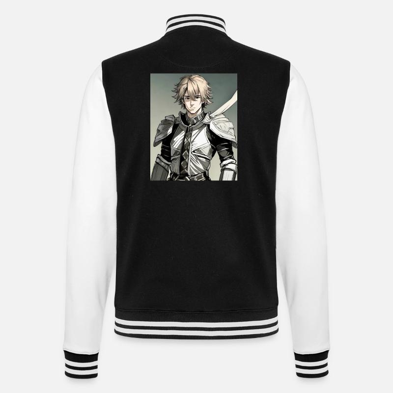 Anime Held - College-Sweatjacke - Schwarz/Weiß