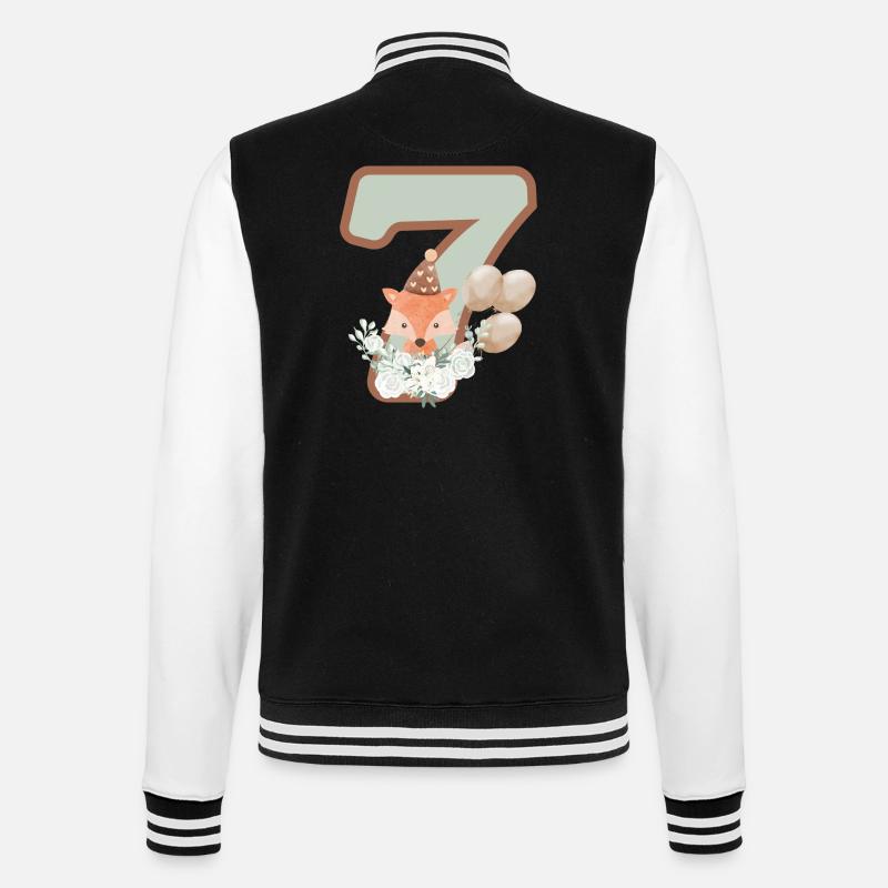 7e anniversaire renard fleurs - Veste Teddy - noir/blanc