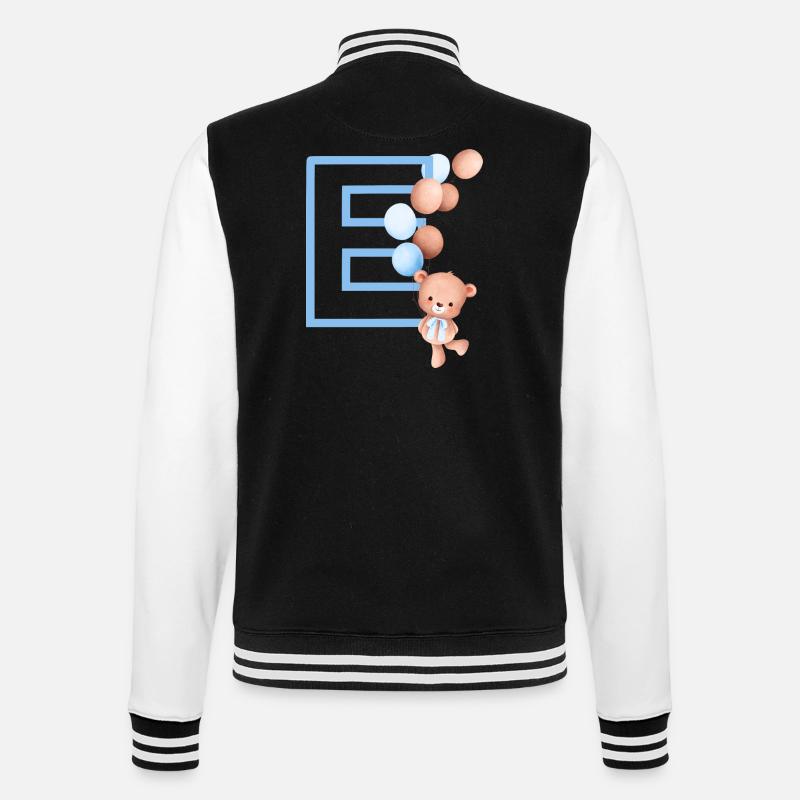 Blauer Buchstabe E Bär - College-Sweatjacke - Schwarz/Weiß