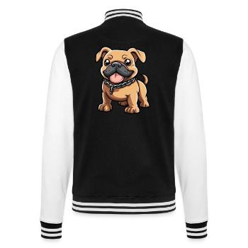 Bulldog Dog Comic Cute - College Sweat Jacket - black/white - Back - Marisol (170cm)