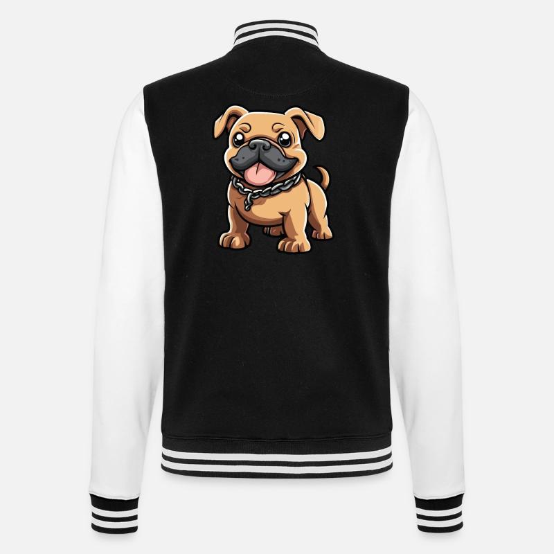 Bulldog Dog Comic Cute - College Sweat Jacket - black/white