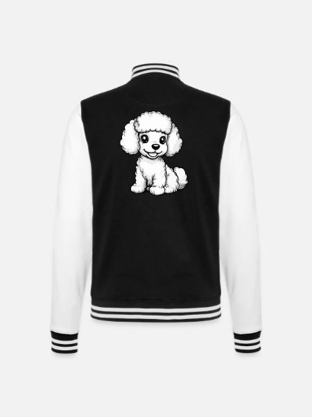 Poodle Dog Comic Cute - College Sweat Jacket - black/white