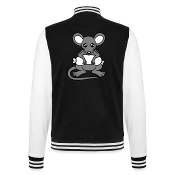 Souris grosse saucisse manger faim saucisse grillades - Veste Teddy - noir/blanc - Dos - Marisol (170cm)