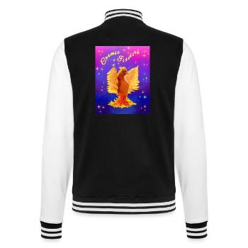 Ein orangefarbener kosmischer Cyber-Vogel - College-Sweatjacke - Schwarz/Weiß - Hinten - Marisol (170cm)