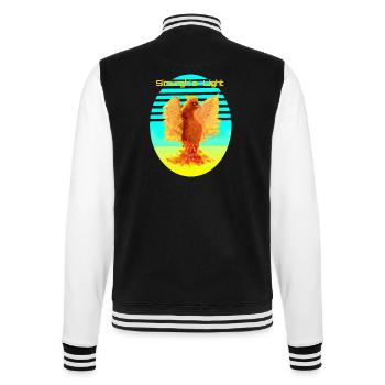 Leuchtend Orange Cyber Bird: Vogel der Glücklichen - College-Sweatjacke - Schwarz/Weiß - Hinten - Marisol (170cm)
