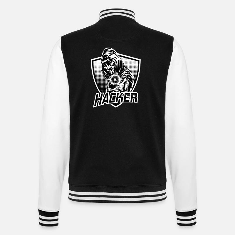 HACKER - College Sweat Jacket - black/white