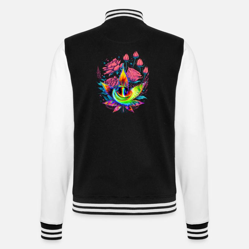 Psychedelisches Cannabisblatt mit Drachenauge - College-Sweatjacke - Schwarz/Weiß