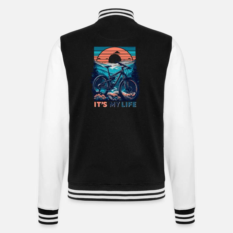 VTT coucher de soleil aventure design - Veste Teddy - noir/blanc