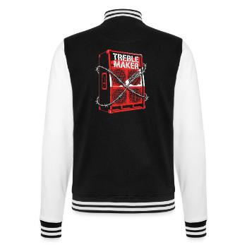 Treble Maker Music Pun Techno Rave - College Sweat Jacket - black/white - Back - Marisol (170cm)