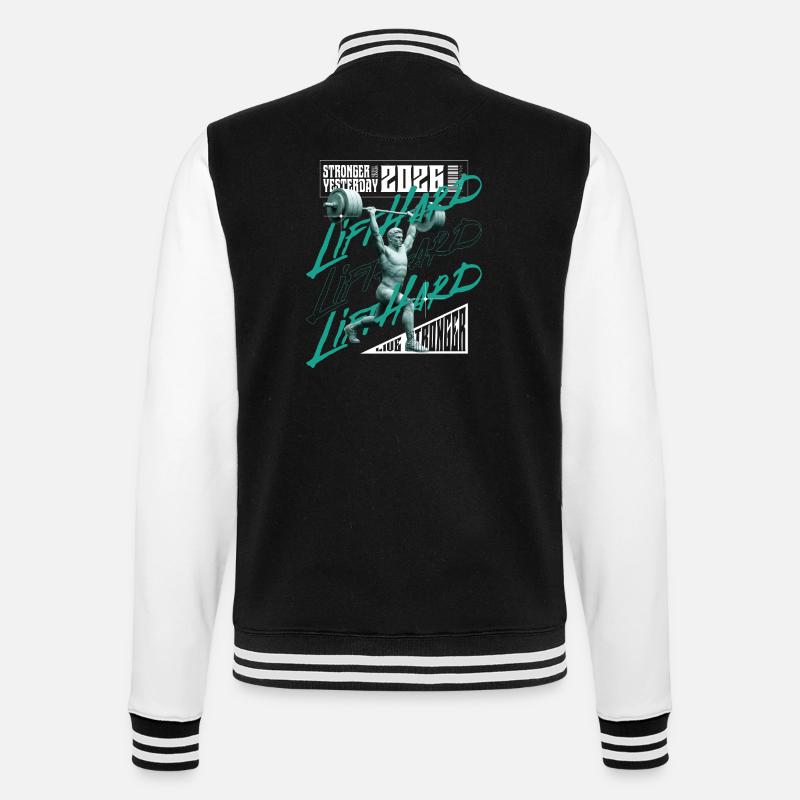 Gewichtheber-Mann, lila-rosa Lichtversion - College-Sweatjacke - Schwarz/Weiß