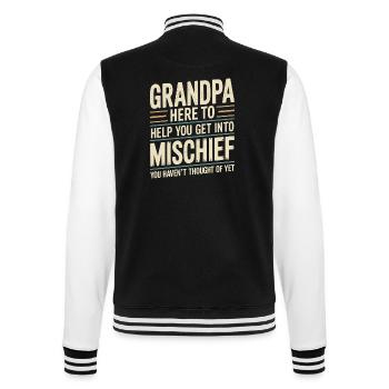 Opa ist hier, um dir zu helfen, in Mischief einzusteigen - College-Sweatjacke - Schwarz/Weiß - Hinten - Marisol (170cm)