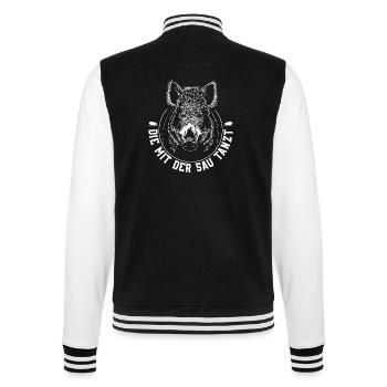 Wildschwein die mit der Sau tanzt Jägerin Spruch - College-Sweatjacke - Schwarz/Weiß - Hinten - Marisol (170cm)