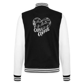 Ich liebe Katzen und Kaffee - College-Sweatjacke - Schwarz/Weiß - Hinten - Marisol (170cm)