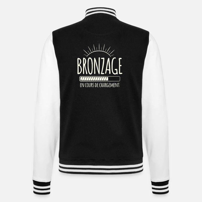 Tan Loading, Summer, Vacation, French - College Sweat Jacket - black/white